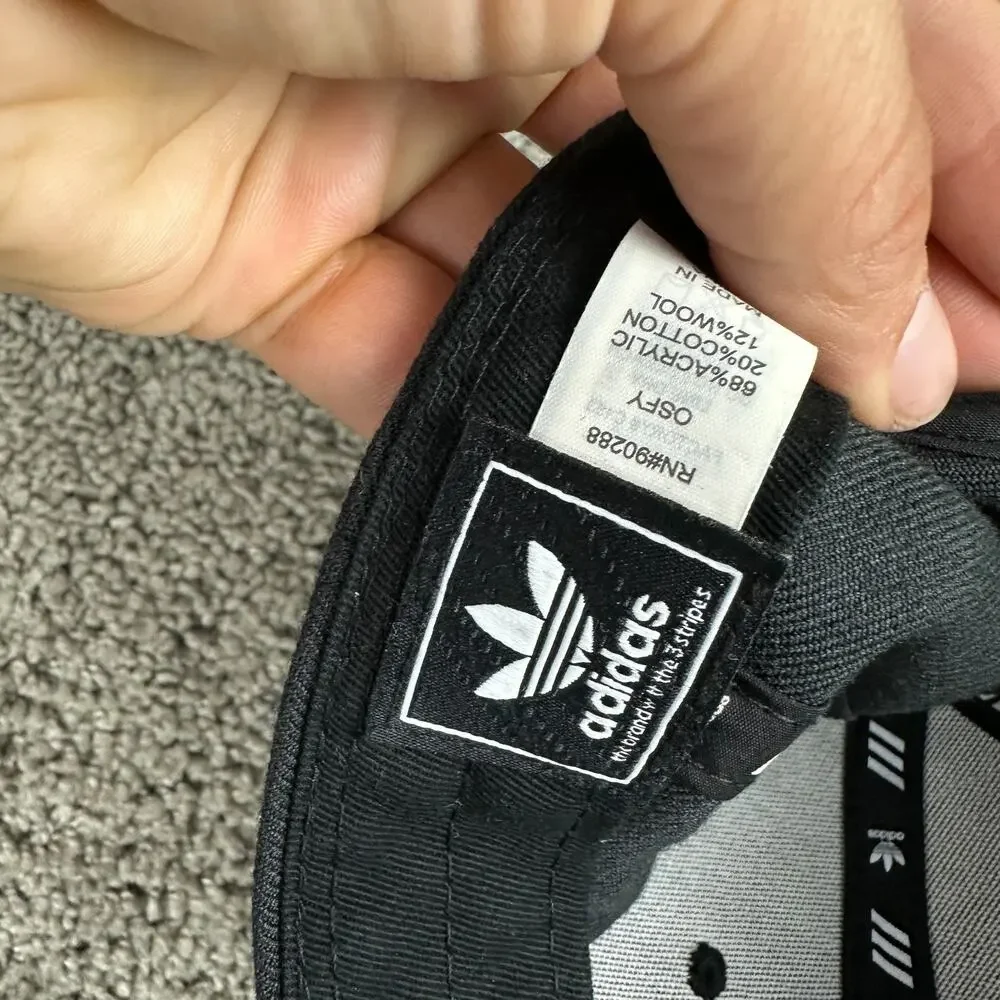 Adidas Originals Hat Boys One Size Black White Trefoil Snapback Cap Kids